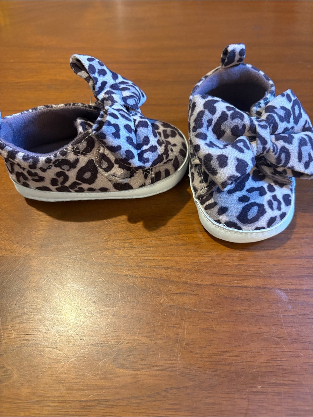 T.J.Maxx Leopard Print Baby Bow Slip-On Shoes - Gray & Black